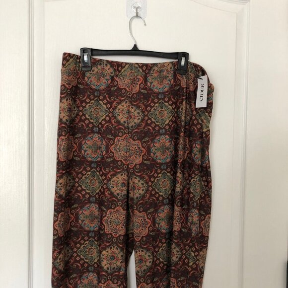 Cider Womens Floral Boho Patterned Pants Wide Leg‎ Pull-On Size 2XL Brown NWT - Picture 3 of 10